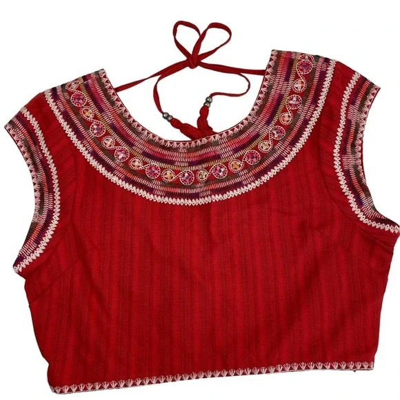 Billabong Designer’s Chica Amiga Embroidered Top Rio Red Large - Picture 14 of 16